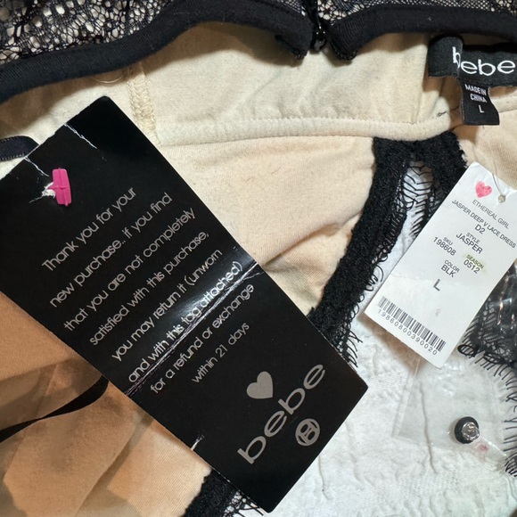 NWT Black Lace Overlay Open Back Dress - Picture 6 of 7